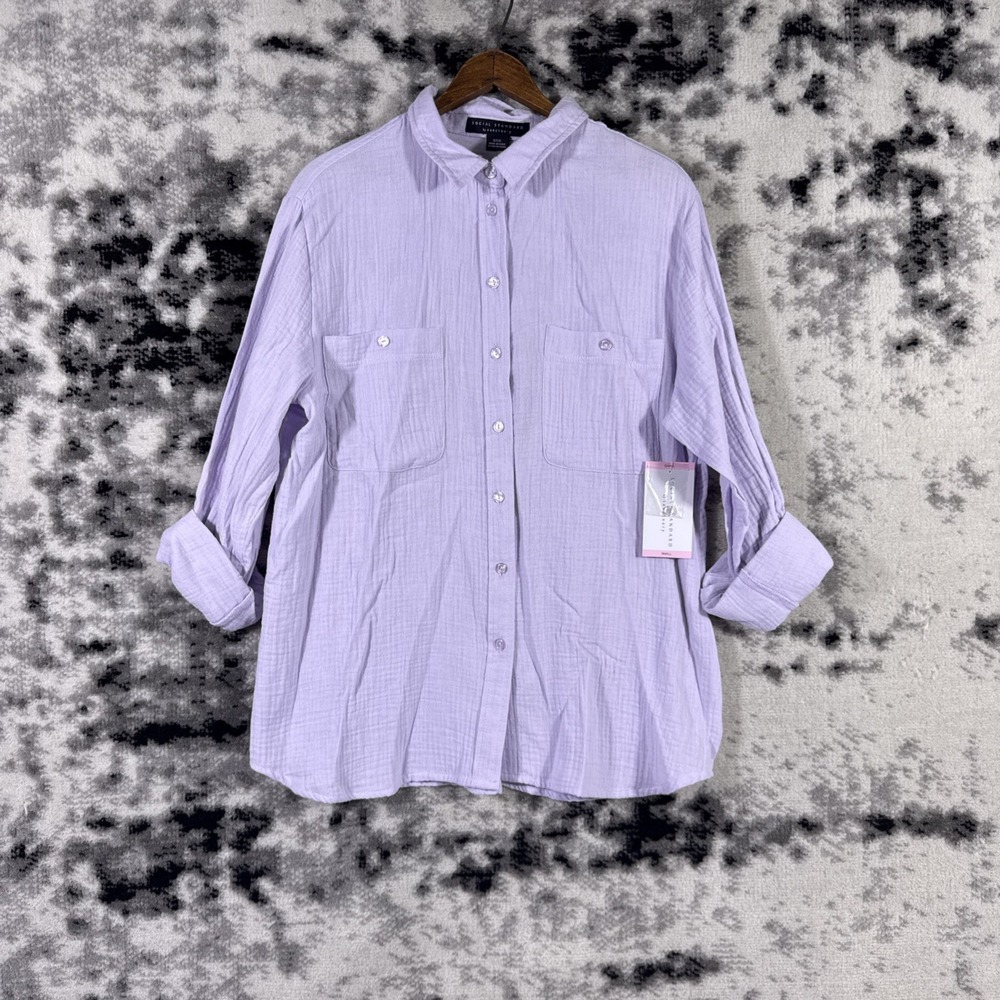 New Social Standard Sanctuary Top Womens Small Purple Gauzy Cotton Poetcore